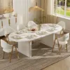 Japandi 2000mm-2400mm Oval Extendable White Dining Table & 8 Dining Chair Set