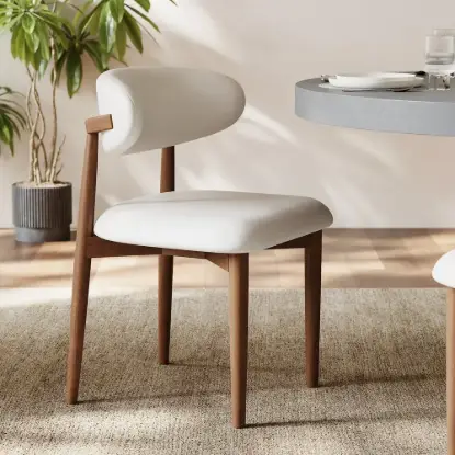 Picture of Modern PU Leather Dining Chair with Rubber Wood Legs