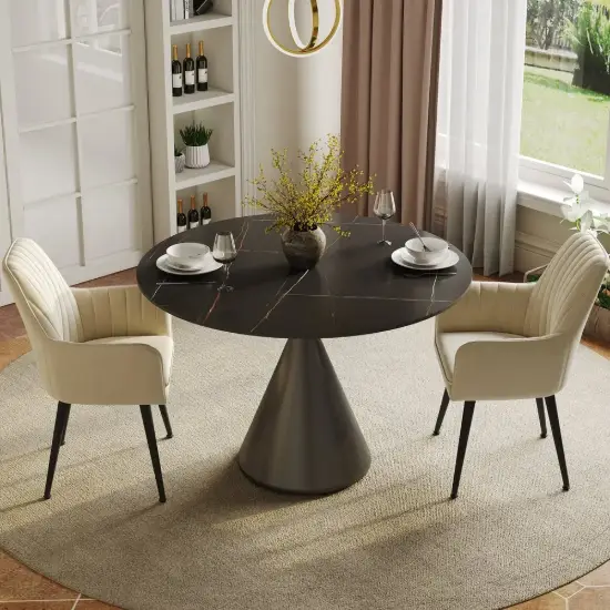 39" Modern Sintered Stone Dining Table Set with 2 Chairs – AUD-H2397