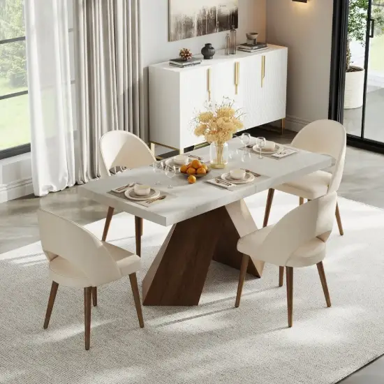 Dining Set 63"-79" Extendable Wood Dining Table with 4 Chairs