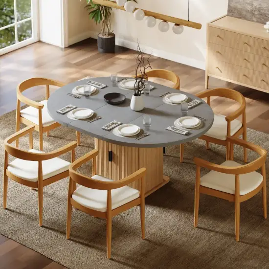 Picture of 47"-63" Gray Extendable Dining Table Set with 6 Chairs – AUD-H2402