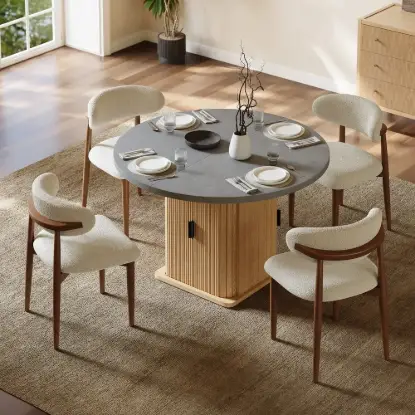 47"-63" Gray Extendable Dining Table Set with 4 Chairs – AUD-H2403