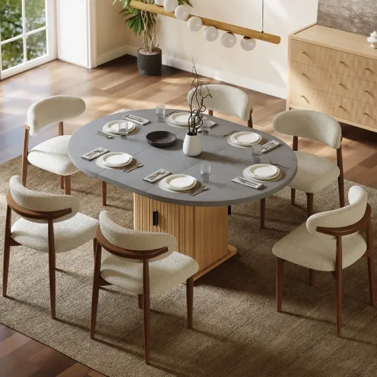 47"-63" Gray Extendable Dining Table Set with 6 Chairs – AUD-H2404