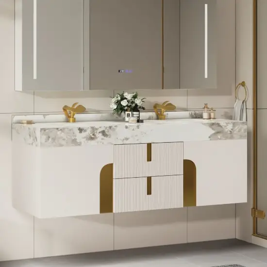 Artis 150 cm Floating Double Bathroom Vanity with Sink, Sintered Stone Top, Ample Storage