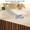 Aura 36" Bathroom Vanity with Light Ash Wood Slatted Panels Faux Travertine Top