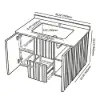 Aura 36" Bathroom Vanity with Light Ash Wood Slatted Panels Faux Travertine Top