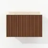 Aura 36" Bathroom Vanity with Light Ash Wood Slatted Panels Faux Travertine Top