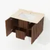 Aura 36" Bathroom Vanity with Light Ash Wood Slatted Panels Faux Travertine Top