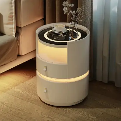 Picture of Modern Saddle Leather Smart LED Bedside Table – AUD-H2411