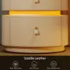 Modern Saddle Leather Smart LED Bedside Table – AUD-H2411