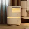 Modern Saddle Leather Smart LED Bedside Table – AUD-H2411