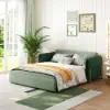 170 cm 2-Seater Green Velvet Convertible Sleeper Sofa with Storage & Pillows – Queen