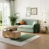 170 cm 2-Seater Green Velvet Convertible Sleeper Sofa with Storage & Pillows – Queen