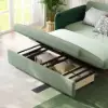 170 cm 2-Seater Green Velvet Convertible Sleeper Sofa with Storage & Pillows – Queen