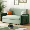 170 cm 2-Seater Green Velvet Convertible Sleeper Sofa with Storage & Pillows – Queen