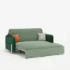 170 cm 2-Seater Green Velvet Convertible Sleeper Sofa with Storage & Pillows – Queen