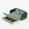 170 cm 2-Seater Green Velvet Convertible Sleeper Sofa with Storage & Pillows – Queen