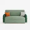 170 cm 2-Seater Green Velvet Convertible Sleeper Sofa with Storage & Pillows – Queen