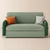170 cm 2-Seater Green Velvet Convertible Sleeper Sofa with Storage & Pillows – Queen