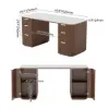 Modern 160 cm Rounded Edge Walnut Sintered Stone Desk with Dual Storage