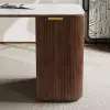 Modern 160 cm Rounded Edge Walnut Sintered Stone Desk with Dual Storage