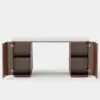 Modern 160 cm Rounded Edge Walnut Sintered Stone Desk with Dual Storage