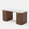 Modern 160 cm Rounded Edge Walnut Sintered Stone Desk with Dual Storage