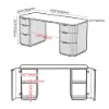 Modern 160 cm Rounded Edge Whitewash Sintered Stone Desk with Dual Storage