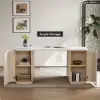 Modern 160 cm Rounded Edge Whitewash Sintered Stone Desk with Dual Storage