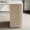 Modern 160 cm Rounded Edge Whitewash Sintered Stone Desk with Dual Storage