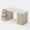 Modern 160 cm Rounded Edge Whitewash Sintered Stone Desk with Dual Storage