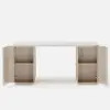 Modern 160 cm Rounded Edge Whitewash Sintered Stone Desk with Dual Storage