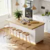 Japandi 180 cm Natural & White Kitchen Island with Storage & LED Lighting