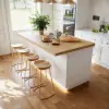 Japandi 180 cm Natural & White Kitchen Island with Storage & LED Lighting