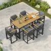 Tevara 7-Piece Teak Outdoor Bar Setting with 6 Bar-Height Chairs