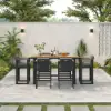 Tevara 7-Piece Teak Outdoor Bar Setting with 6 Bar-Height Chairs