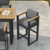 Tevara 7-Piece Teak Outdoor Bar Setting with 6 Bar-Height Chairs