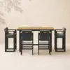 Tevara 7-Piece Teak Outdoor Bar Setting with 6 Bar-Height Chairs