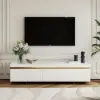 218 cm White Sintered Stone Top TV Stand with 4 Drawers