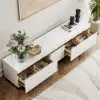 218 cm White Sintered Stone Top TV Stand with 4 Drawers