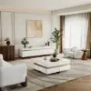 218 cm White Sintered Stone Top TV Stand with 4 Drawers