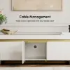 218 cm White Sintered Stone Top TV Stand with 4 Drawers