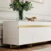 218 cm White Sintered Stone Top TV Stand with 4 Drawers