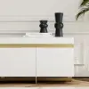218 cm White Sintered Stone Top TV Stand with 4 Drawers