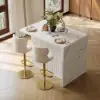 Modern 127 cm Marble Veneer Kitchen Island with Ample Storage, White