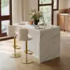 Modern 127 cm Marble Veneer Kitchen Island with Ample Storage, White