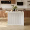 Modern 127 cm Marble Veneer Kitchen Island with Ample Storage, White
