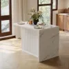 Modern 127 cm Marble Veneer Kitchen Island with Ample Storage, White