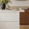 Modern 127 cm Marble Veneer Kitchen Island with Ample Storage, White