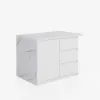 Modern 127 cm Marble Veneer Kitchen Island with Ample Storage, White